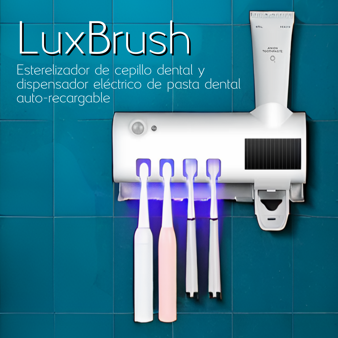 LuxBrush - Esterelizador de cepillo dental y dispensador eléctrico de pasta dental auto-recargable