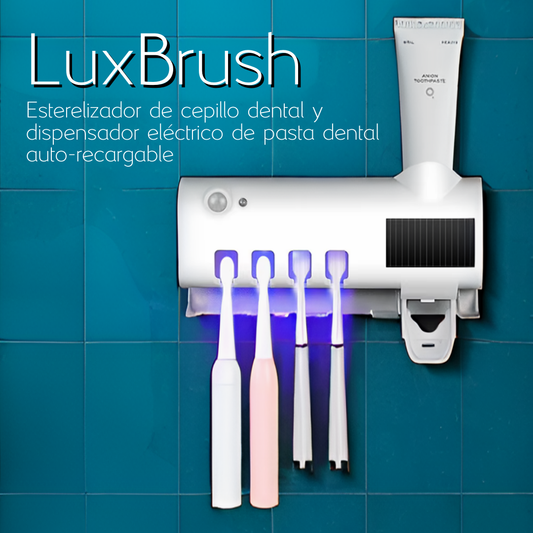 LuxBrush - Esterelizador de cepillo dental y dispensador eléctrico de pasta dental auto-recargable